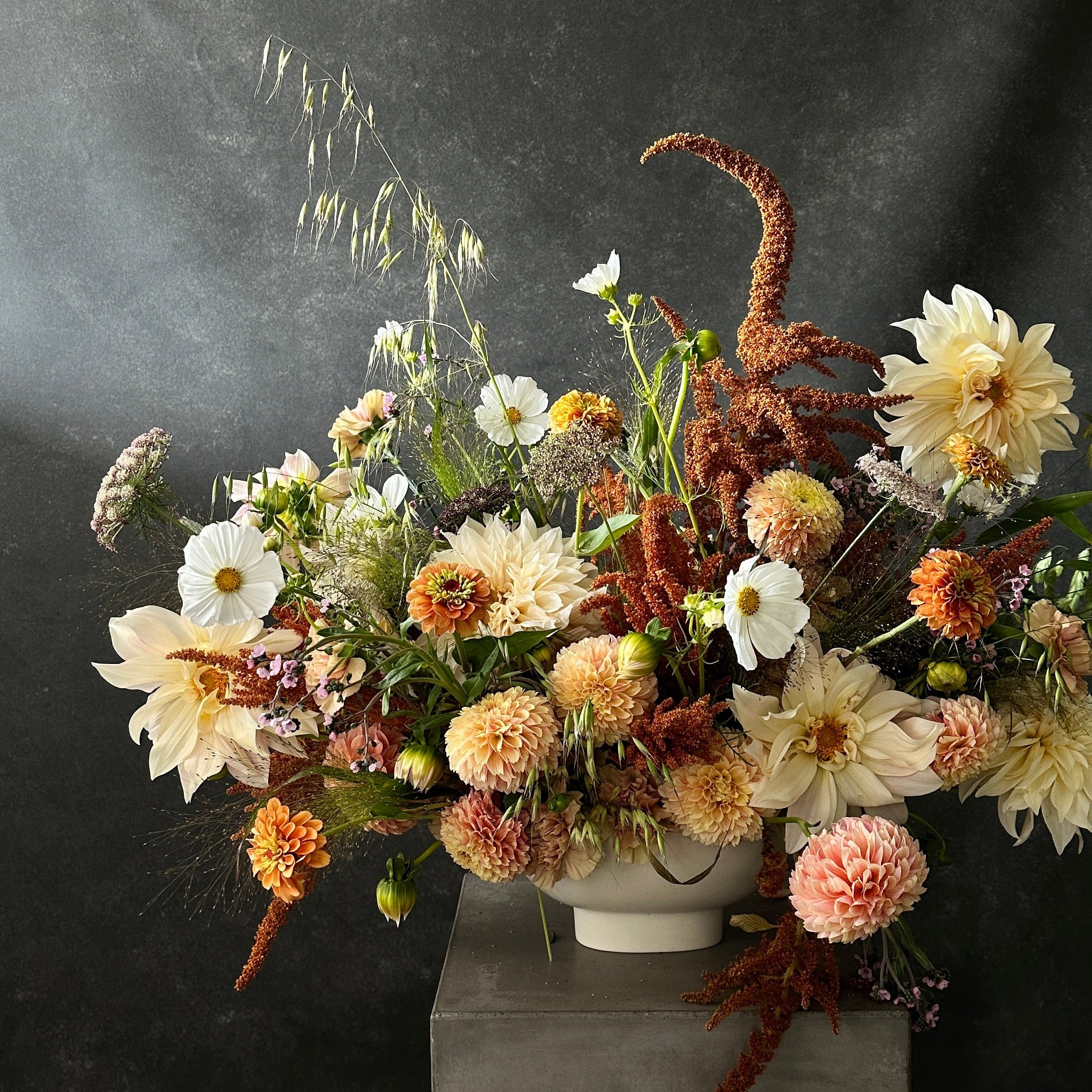 Floral arrangement on a dark background