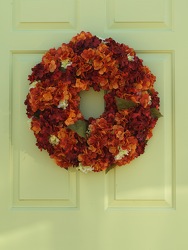 Fall Oranges and Reds Wreath from Hafner Florist in Sylvania, OH