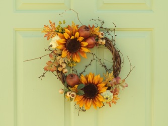 Fall Sunflower and Gourds Wreath from Hafner Florist in Sylvania, OH