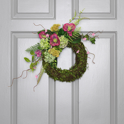 Asymmetric Moss Wreath from Hafner Florist in Sylvania, OH