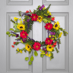 Sunflower Poppy Wreath from Hafner Florist in Sylvania, OH