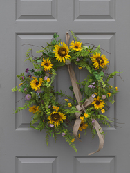 Sunflower Garden Ribbon Wreath from Hafner Florist in Sylvania, OH