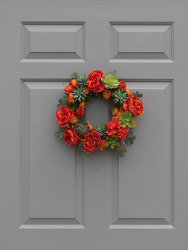 Orange and Succelent Wreath from Hafner Florist in Sylvania, OH