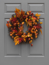 Lantern and Fall Wreath from Hafner Florist in Sylvania, OH