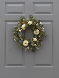 White Pumpkin Wreath from Hafner Florist in Sylvania, OH